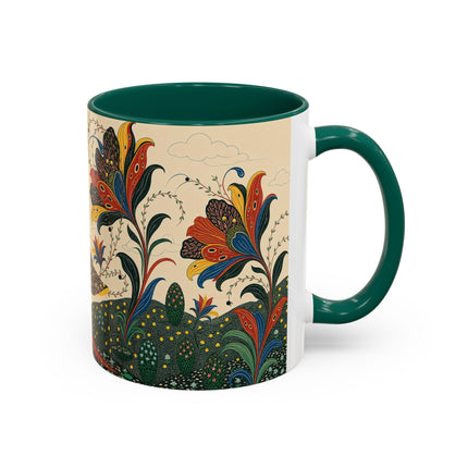 🌺🦋 The Enchanted Floral Voyage Colorful Mug – Art Deco Botanical Whimsy