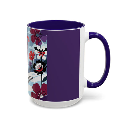 🎿❄️ The Winter Flower Skier Colorful Mug – Art Deco Alpine Fantasy
