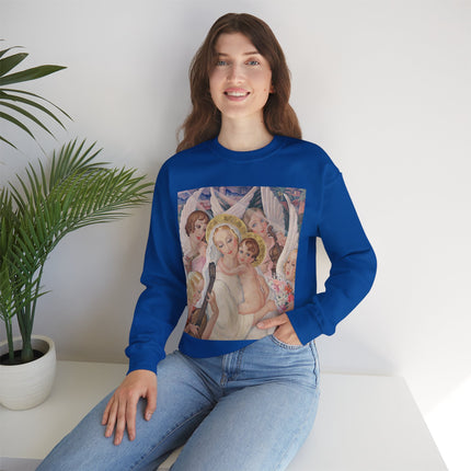 Madonna with Child Surrounded by Musical Angels by Gerda Wegener Heavy Blend™ Crewneck Sweatshirt