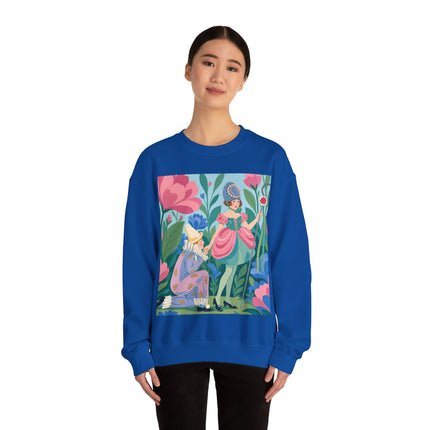 🌸🎭 The Garden Masquerade Crewneck Sweatshirt – Art Deco Floral Whimsy