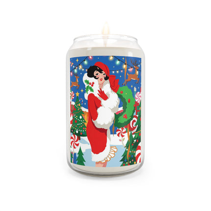 🦌🍬 The Lady Of The Peppermint Christmas Garden Scented Soy Candle – Colorful Art Deco Holiday Fantasy