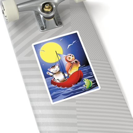 Embarking on a Moonlit Journey  Kiss-Cut Stickers (4 Sizes)