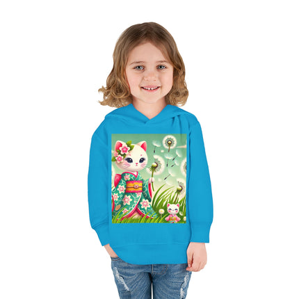 Geisha Kitten and the Dandelion Wish Toddler Pullover Fleece Hoodie