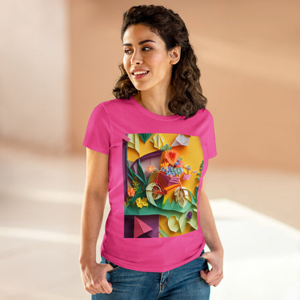 Origami Bicycle Women's Midweight Cotton Tee