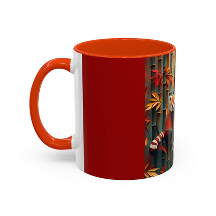 Red Panda at an Autumn Bamboo Grove Colorful Mugs (11oz, 15oz)