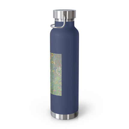Farm Garden with Sunflowers by Gustav Klimt Copper Vacuum Insulated Bottle, 22oz
