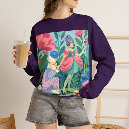 🌸🎭 The Garden Masquerade Crewneck Sweatshirt – Art Deco Floral Whimsy
