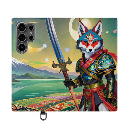 🐕⚔️ Cyberpunk Samurai Dog Flip Case – Futuristic Honor & Kitsune Spirit