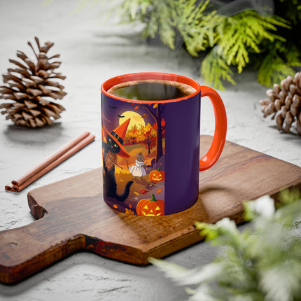 🐈‍⬛🎻 The Black Cat's Moonlit Melody Colorful Mug – Whimsical Halloween Music
