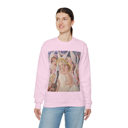 Madonna with Child Surrounded by Musical Angels by Gerda Wegener Heavy Blend™ Crewneck Sweatshirt