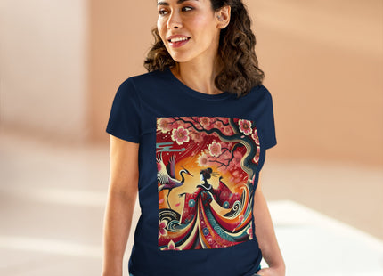 Fairy and Stork Beneath the Cherry Blossoms Cotton Tee