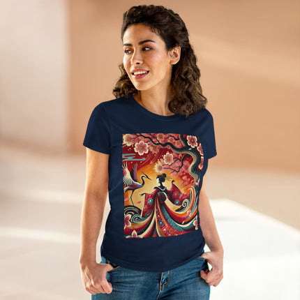 Fairy and Stork Beneath the Cherry Blossoms Cotton Tee