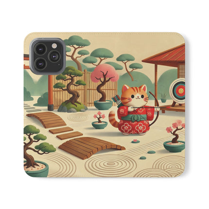🏹🌸 Archer Kitten in the Zen Garden Flip Case – Focus, Whimsy & Zen Balance