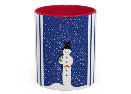 Snowman in Falling Snow Colorful Mugs (11oz, 15oz)