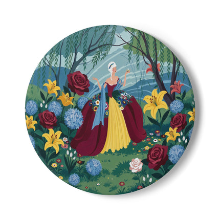 🌹🌿 The Willow Garden Promenade Ceramic Coaster – Art Deco Floral Elegance