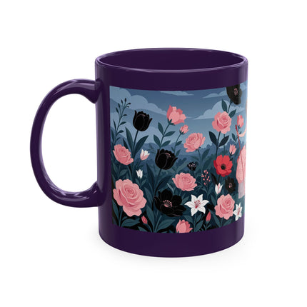 🌹🖤 The Lady Of The Midnight Rose Garden Ceramic Mug – Art Deco Floral Elegance
