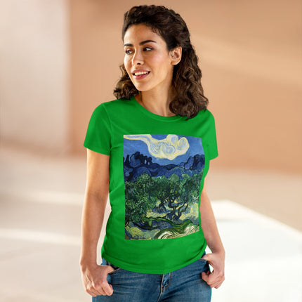 Olive Trees by Vincent Van Gogh Women's Midweight Cotton Tee