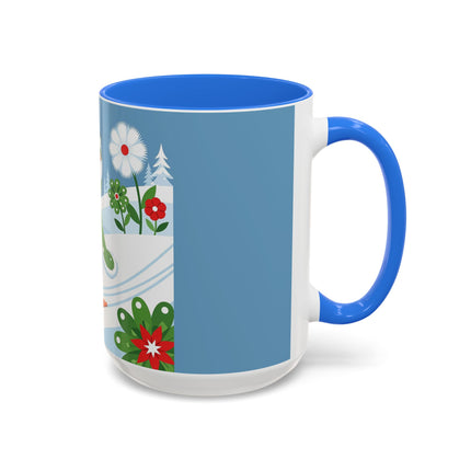 🎿❄️ The Winter Garden Skier Colorful Mug – Whimsical Holiday Fantasy