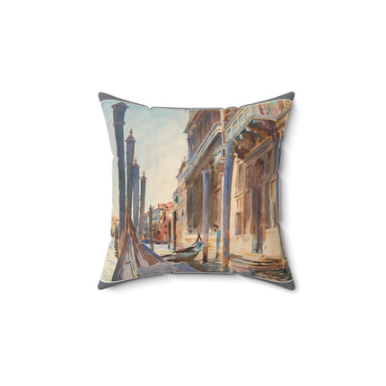 Gondola Moorings on the Grand Canal by John Singer Sargent Spun Polyester Square Pillow