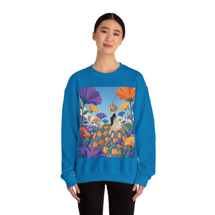 🌺🧡 The Lady Of The Golden Garden Crewneck Sweatshirt – Art Deco Fashion Fantasy