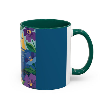 The Lady Of The Golden Horizon Colorful Mugs – Art Deco Coastal Elegance