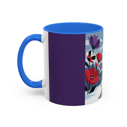 🎿❄️ The Winter Flower Skier Colorful Mug – Art Deco Alpine Fantasy