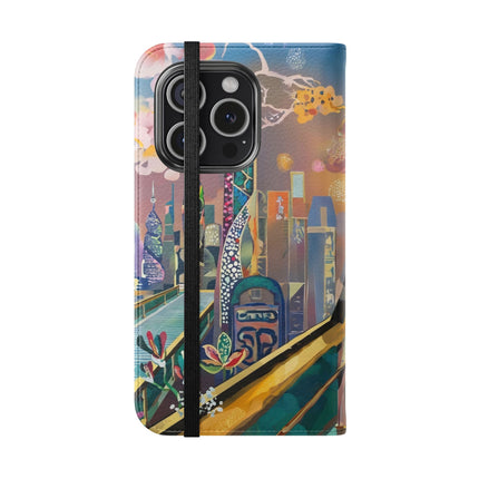 🤖🌆 Cyber Punk Robot Models Flip Case – Futuristic Fashion & Neon Elegance