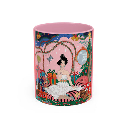 🎀🎄 Christmas Morning In The Rose Parlor Colorful Mug – Art Deco Holiday Fantasy