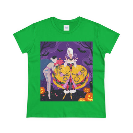 🎭🌹 The Harlequin Rose Masquerade Cotton Tee – Theatrical Halloween Romance