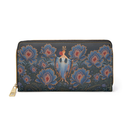 🌸🦋 The Enchanted Blue Blossom Dancer Wallet – Art Deco Floral Fantasy