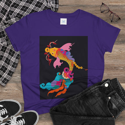 Golden Koi Women's Midweight Cotton Tee – Prosperity & Vibrant Energy