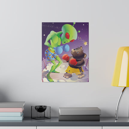 Cosmic Clash – Playful Alien and Bear Boxing Match