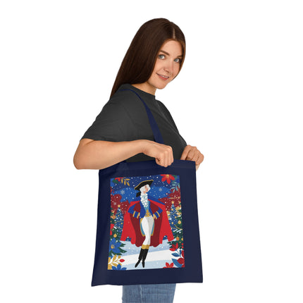 🎄🎭 The Christmas Masquerade Lady Cotton Tote Bag – Art Deco Holiday Glamour