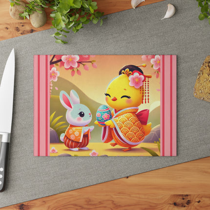 Whimsical Springtime Exchange Glass Cutting Board