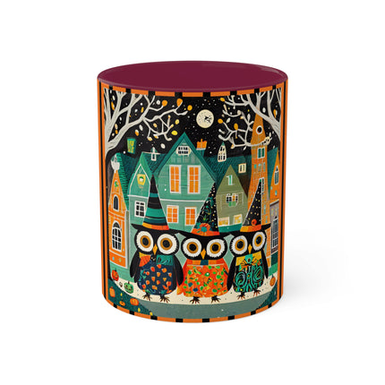 Night of the Trick-or-Treating Owlets Colorful Mugs, 11oz