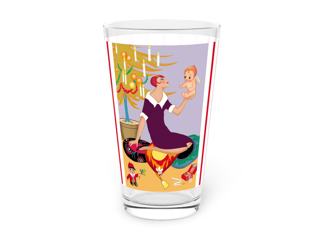 Art Deco Christmas Glass, 16oz