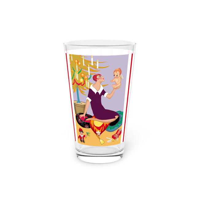 Art Deco Christmas Glass, 16oz