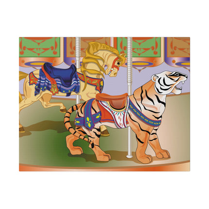 Carousel Splendor – Golden Horse and Tiger on a Whimsical Ride