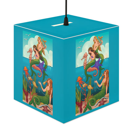 Three Mermaids with Strings of Pearls by Carlo Chiostri Light Cube Lamp