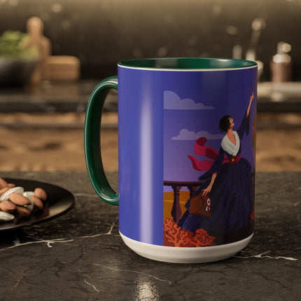 The Dawn Serenade Colorful Mug (11oz, 15oz) – Rooster Beauty, Morning Charm & Art Deco Elegance