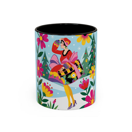 🌸🎄 Christmas In The Winter Garden Colorful Mug – Whimsical Holiday Fantasy