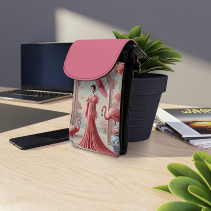 Petals, Porcelain, and Flamingos Small Cell Phone Wallet
