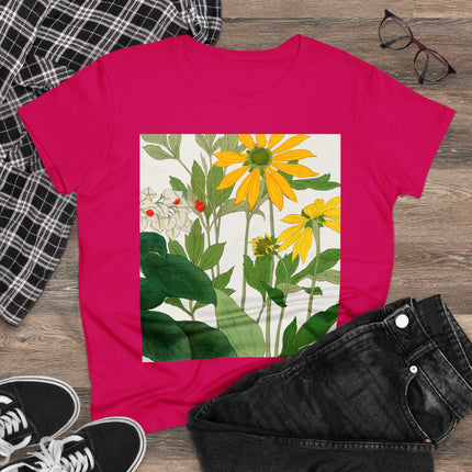 Clerodendrum & Rudbeckia Flower by Tanigami Kônan Women's Midweight Cotton Tee