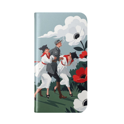 🌺🎩 The Ladies Of The Scarlet Garden Flip Case – Art Deco Floral Adventure