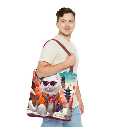 Fashionista Feline Puzzle Tote Bag (AOP)