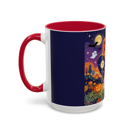 🎃🐈‍⬛ The Pumpkin Moon Embrace Colorful Mug – Whimsical Halloween Charm