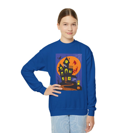 Halloween Night at the Haunted House Youth Crewneck Sweatshirt