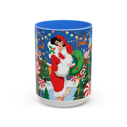 🦌🍬 The Lady Of The Peppermint Christmas Garden Colorful Mug – Colorful Art Deco Holiday Fantasy