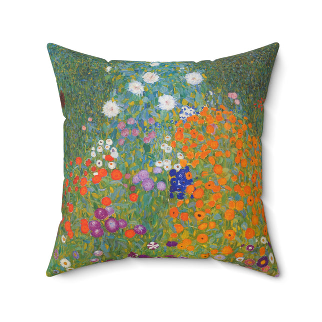 Cottage Garden by Gustav Klimt Spun Polyester Square Pillow
