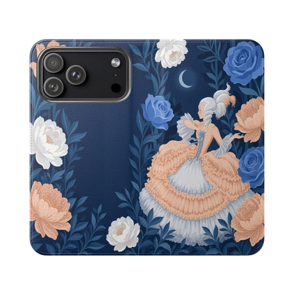 🌙🌸 The Lady Of The Moonlit Flowers Flip Case – Art Deco Floral Reverie